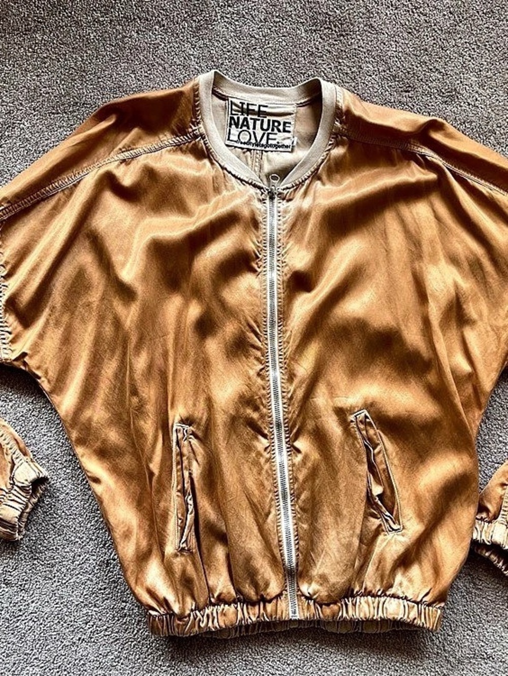 Freecity LNL Matte/Satin Airjump Shell Bomber Jacket Brown Small